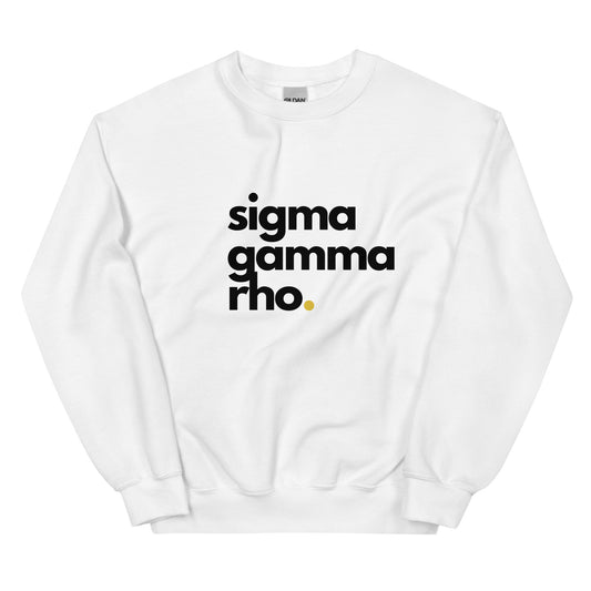 SGRho - White Sweathshirt, Gold Dot