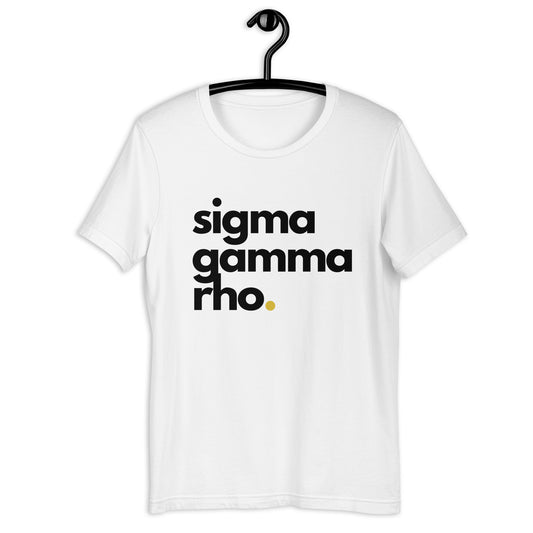 SGRho - White Tee, Gold Dot